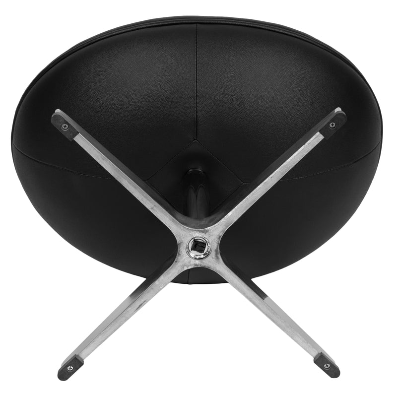 Black LeatherSoft Saddle Wing Ottoman