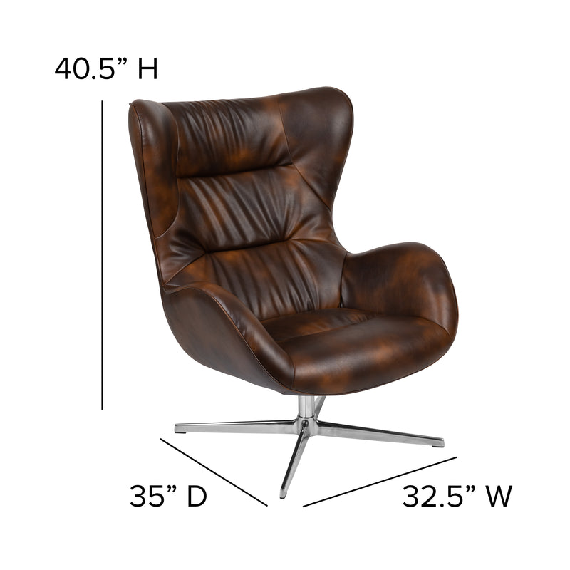 Bomber Jacket LeatherSoft Swivel Wing Chair