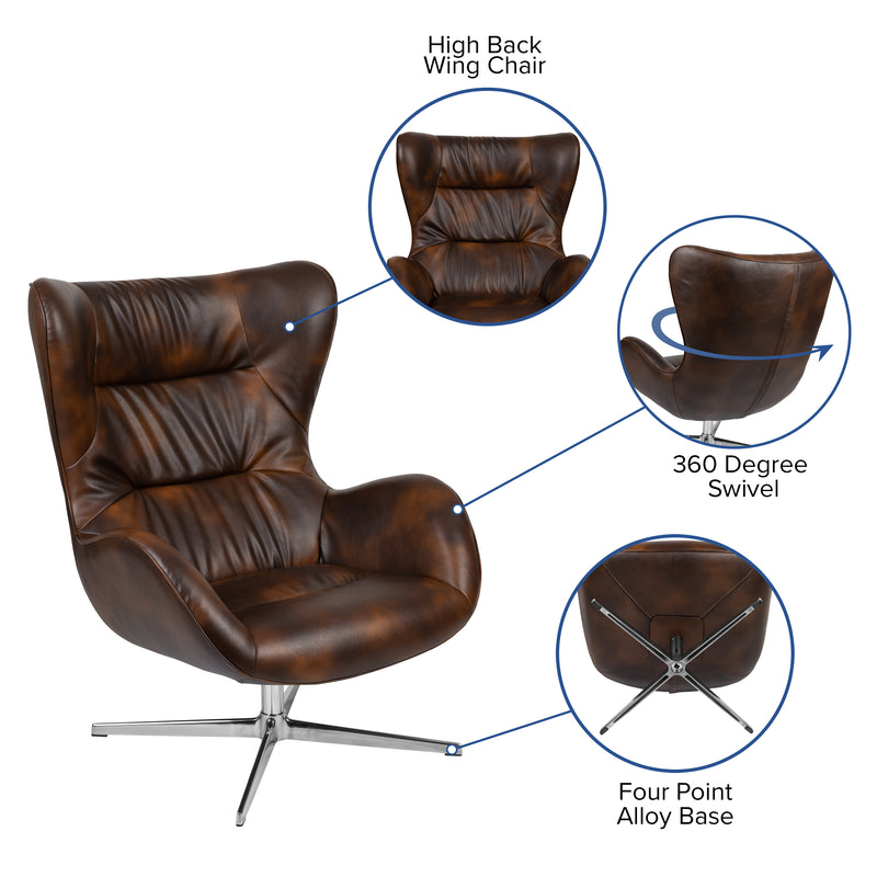 Bomber Jacket LeatherSoft Swivel Wing Chair