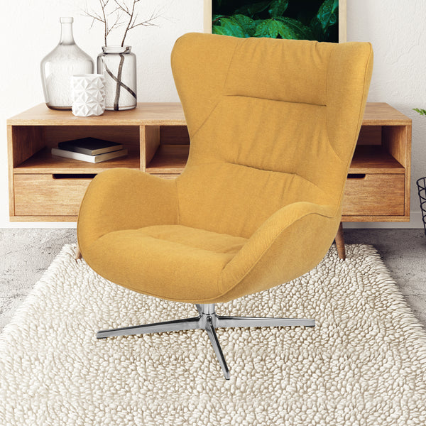 Citron Fabric Swivel Wing Chair