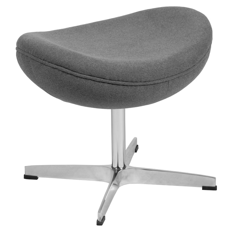 Gray Fabric Saddle Wing Ottoman