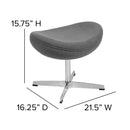 Gray Fabric Saddle Wing Ottoman