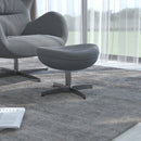 Gray Fabric Saddle Wing Ottoman