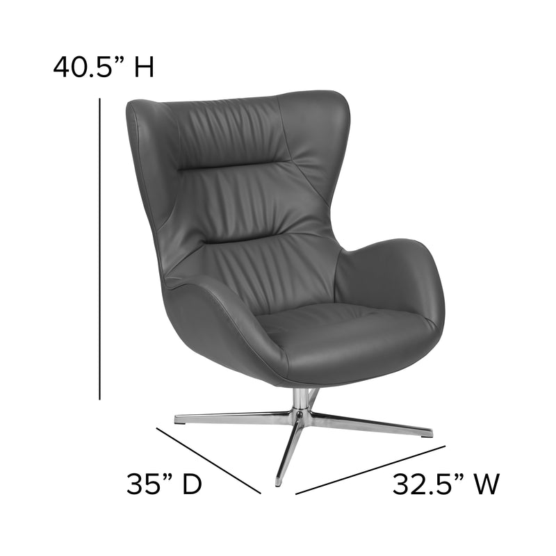 Gray LeatherSoft Swivel Wing Chair