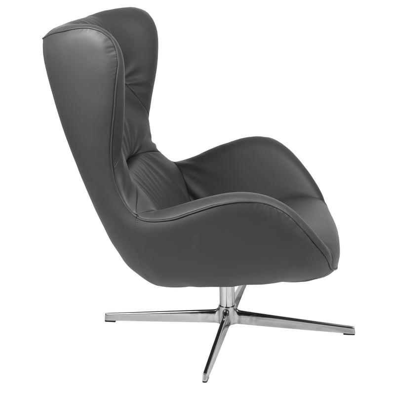 Gray LeatherSoft Swivel Wing Chair