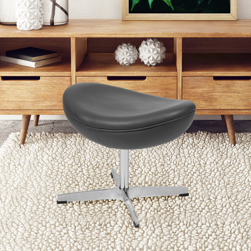 Gray LeatherSoft Saddle Wing Ottoman