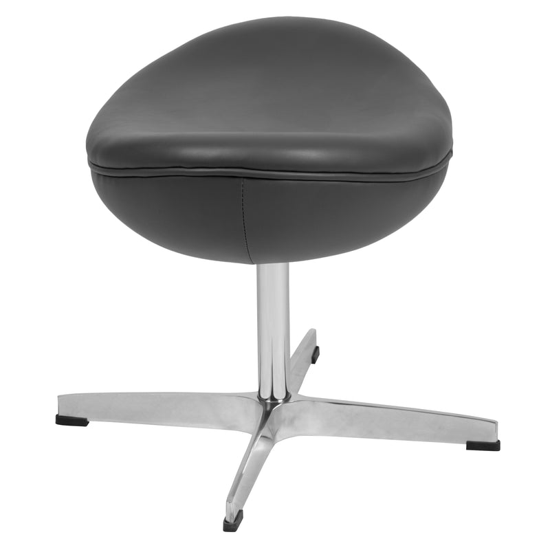 Gray LeatherSoft Saddle Wing Ottoman