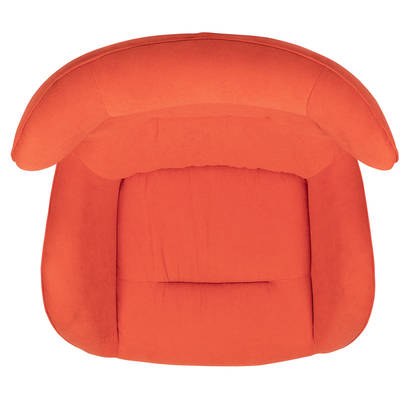 Orange Fabric Swivel Wing Chair