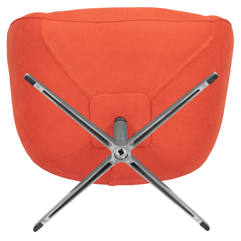 Orange Fabric Swivel Wing Chair