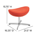 Orange Fabric Saddle Wing Ottoman