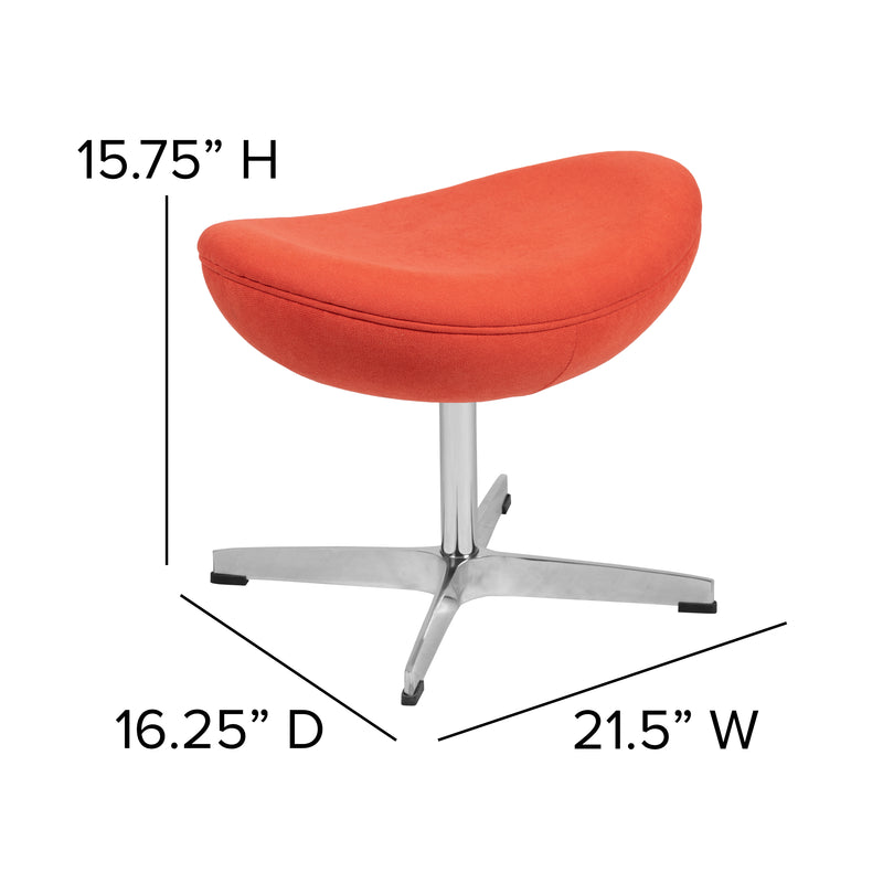 Orange Fabric Saddle Wing Ottoman