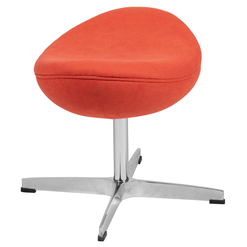 Orange Fabric Saddle Wing Ottoman