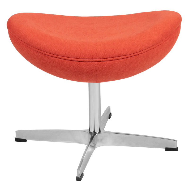 Orange Fabric Saddle Wing Ottoman