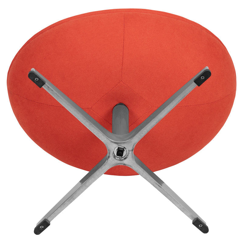 Orange Fabric Saddle Wing Ottoman