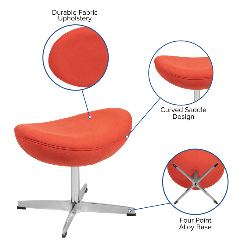 Orange Fabric Saddle Wing Ottoman