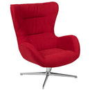 Red Fabric Swivel Wing Chair