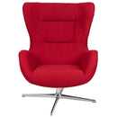 Red Fabric Swivel Wing Chair