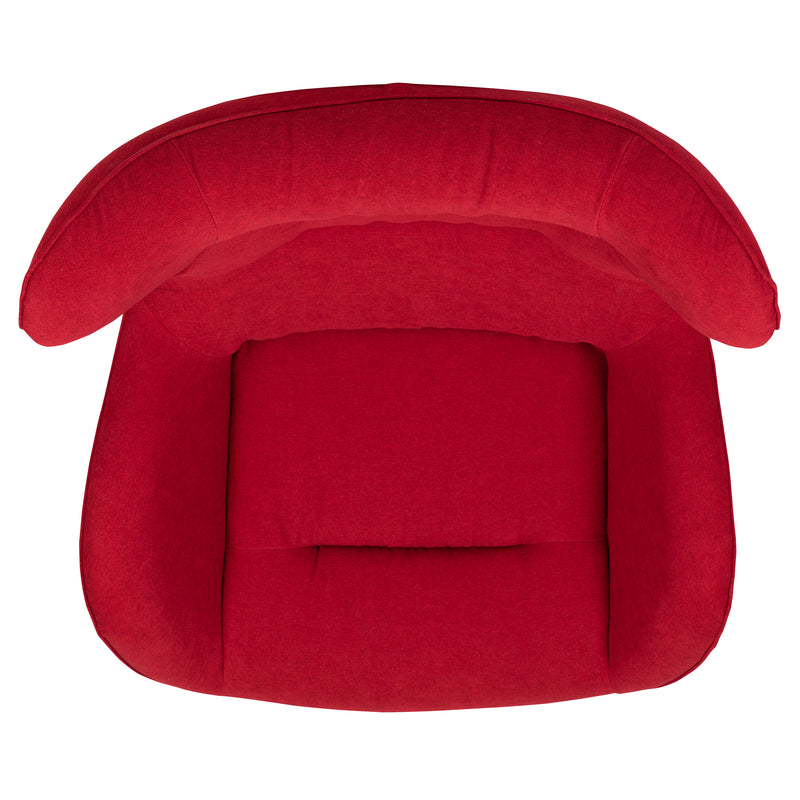 Red Fabric Swivel Wing Chair