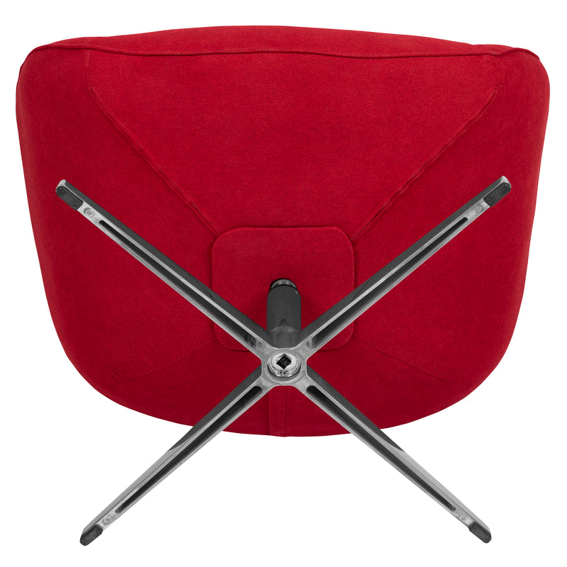 Red Fabric Swivel Wing Chair