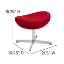 Red Fabric Saddle Wing Ottoman