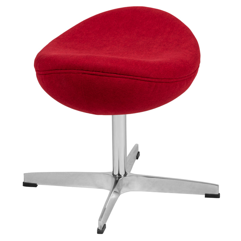 Red Fabric Saddle Wing Ottoman