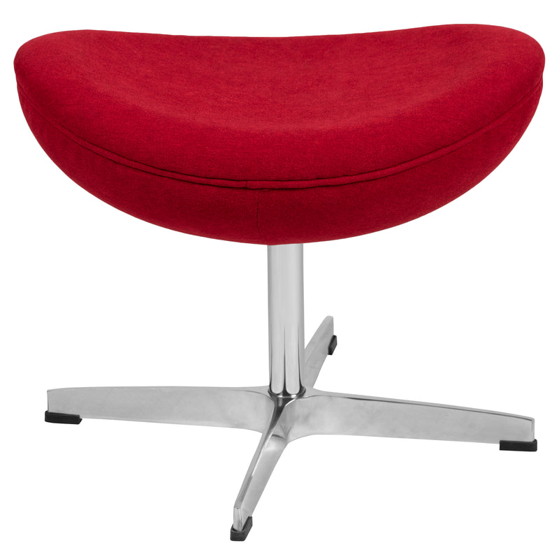 Red Fabric Saddle Wing Ottoman