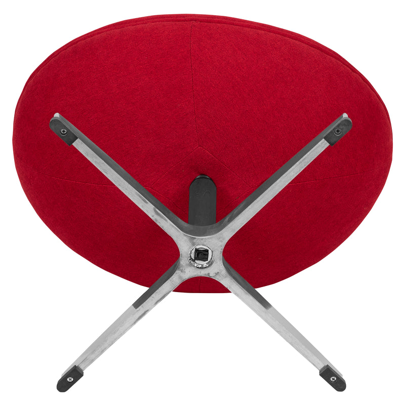 Red Fabric Saddle Wing Ottoman