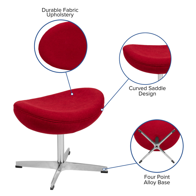 Red Fabric Saddle Wing Ottoman