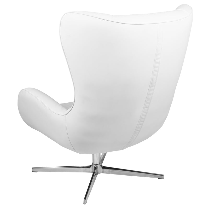 White LeatherSoft Swivel Wing Chair