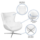 White LeatherSoft Swivel Wing Chair
