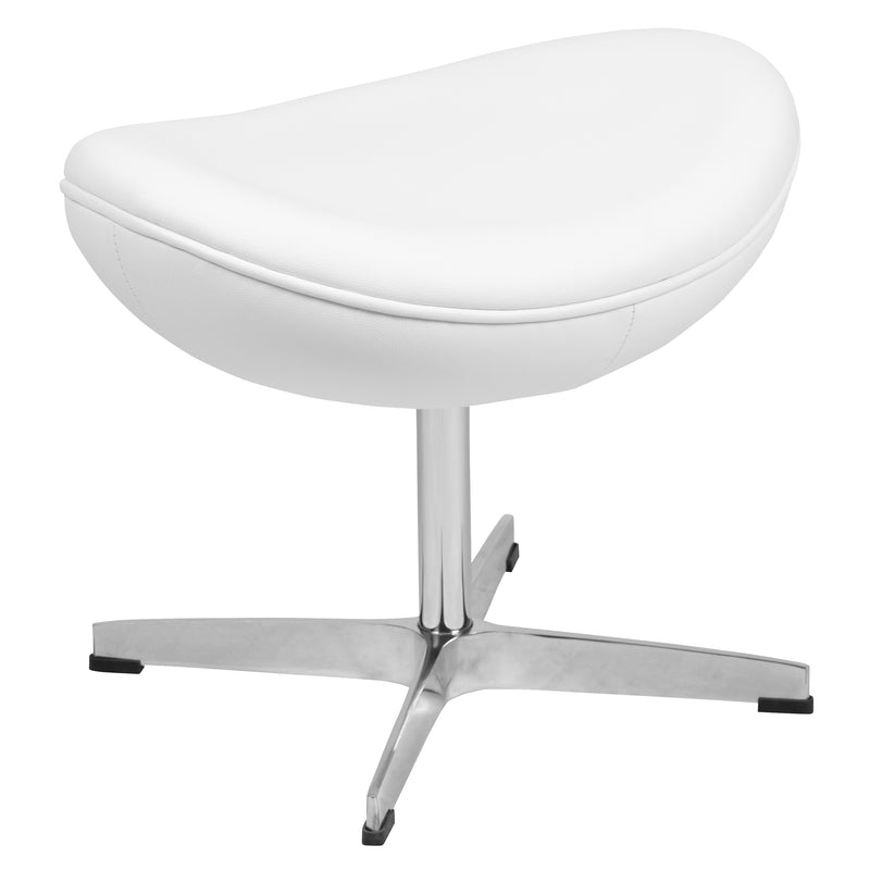 White LeatherSoft Saddle Wing Ottoman