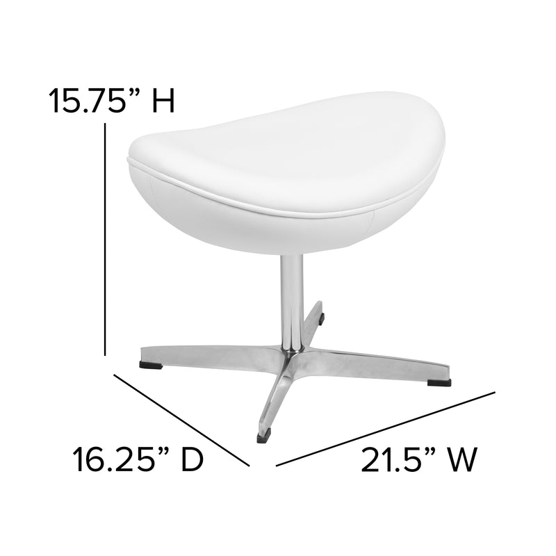 White LeatherSoft Saddle Wing Ottoman