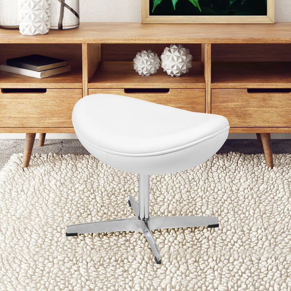 White LeatherSoft Saddle Wing Ottoman