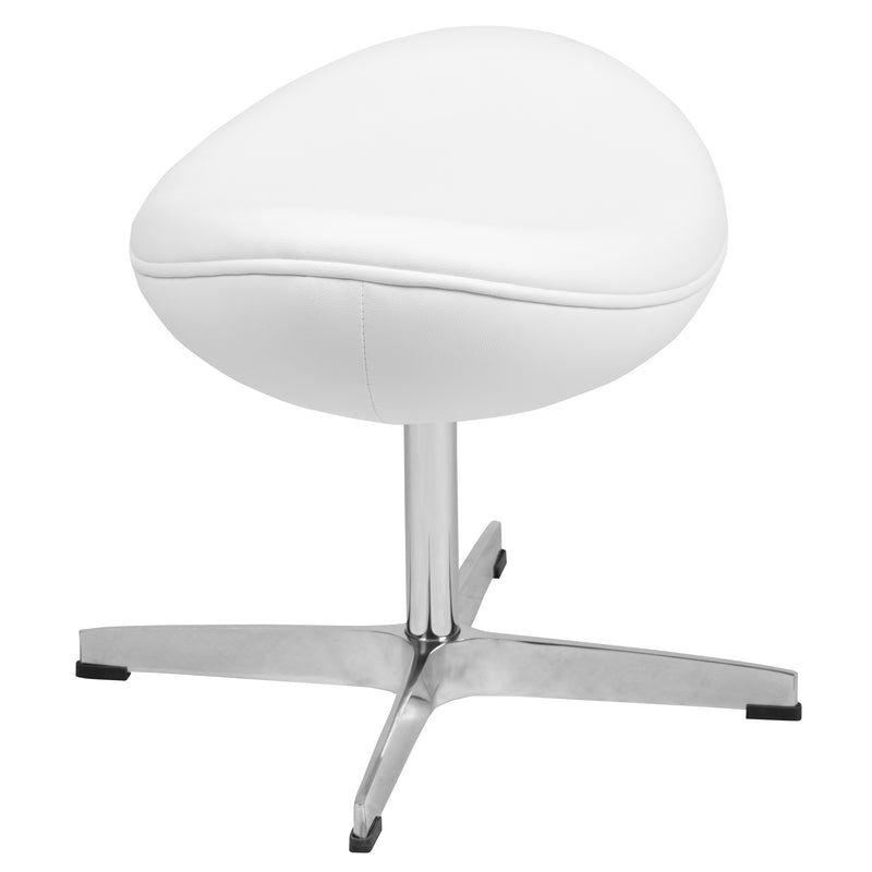 White LeatherSoft Saddle Wing Ottoman