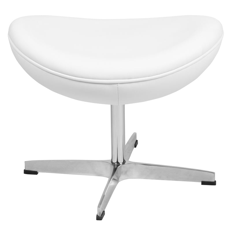 White LeatherSoft Saddle Wing Ottoman